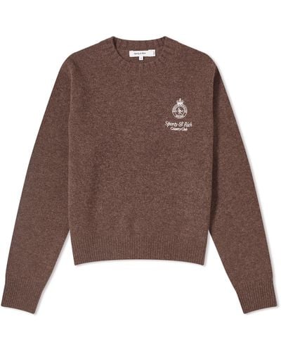 Sporty & Rich Crown Cashmere Crew Sweater - Brown
