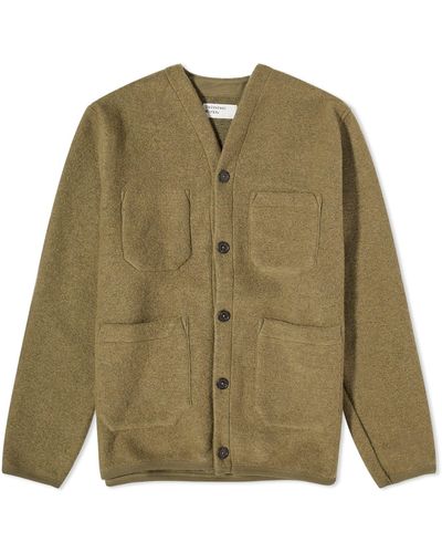 Universal Works Wool Fleece Cardigan - Green