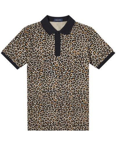 Fred Perry Leopard Print Polo Shirt - Black