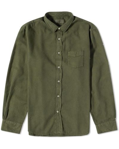 Officine Generale Lipp Pigment Dyed Shirt Forest - Green