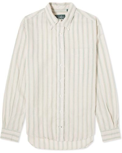 Gitman Vintage Button Down Cabana Stripe Shirt - White