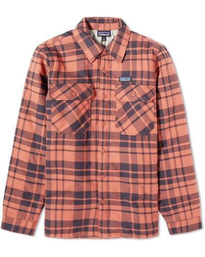 Patagonia Insulated Fjord Flannel Shirt Jacket Ice Caps Burl - Red