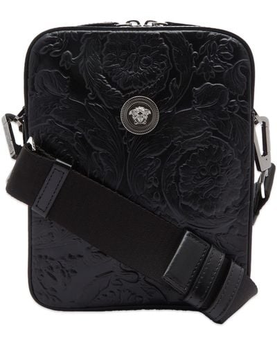 Versace Embossed Barocco Leather Crossbody Bag - Black
