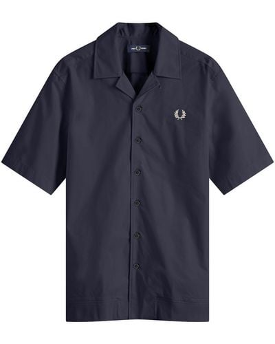 Fred Perry Ribbed Hem Vacation Shirt - Blue