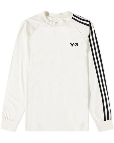 Y-3 3 Stripe Long Sleeve T-Shirt - White