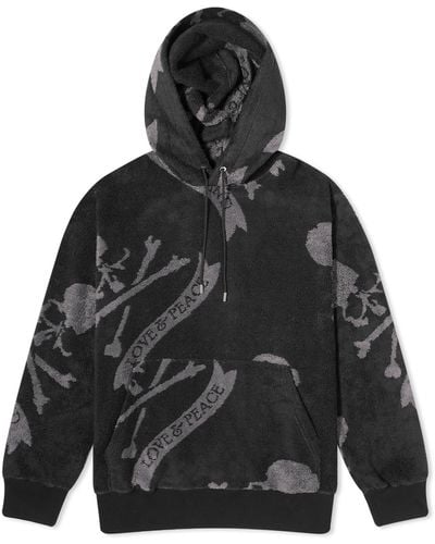 MASTERMIND WORLD Terry Cloth All Over Skull Hoodie - Black