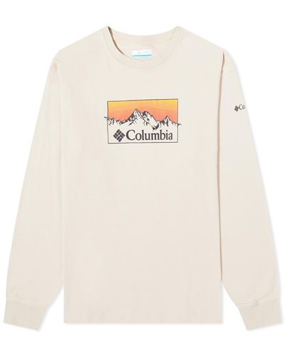 Columbia Duxbery Long Sleeve Linear Range T-Shirt - White