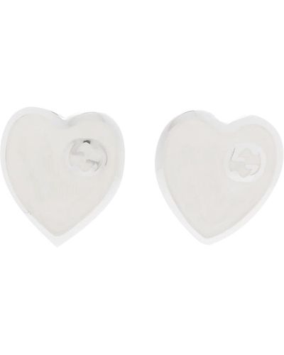 Gucci Heart Enamel Earrings - White