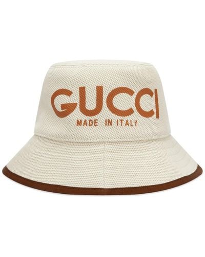 Gucci Bucket Hat With Print - Natural