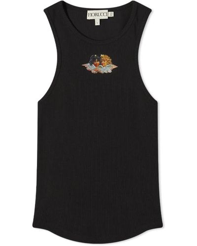 Fiorucci Icon Angels Ribbed Cropped Vest - Black