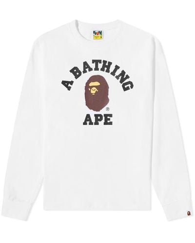 A Bathing Ape Long Sleeve University T-shirt - White