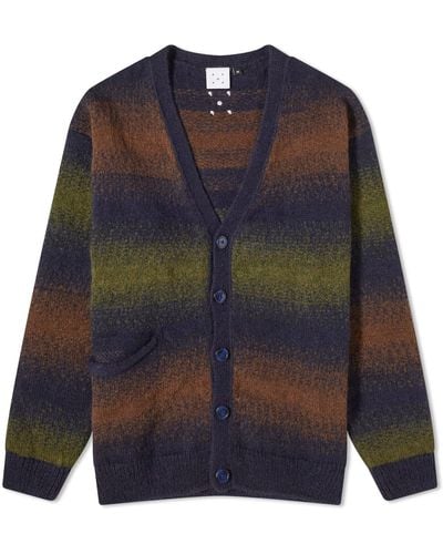 Pop Trading Co. Striped Knitted Cardigan - Blue
