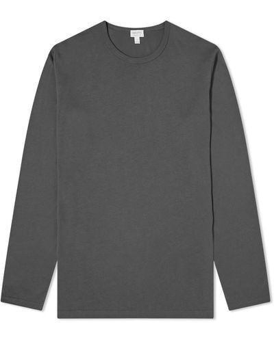 Sunspel Lounge Long Sleeve T-Shirt - Grey
