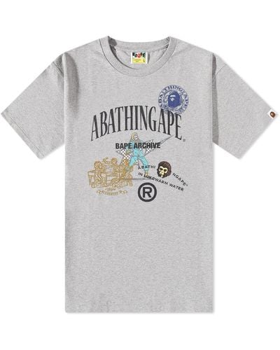 A Bathing Ape Archive Bape Multi Logo T-Shirt - Grey