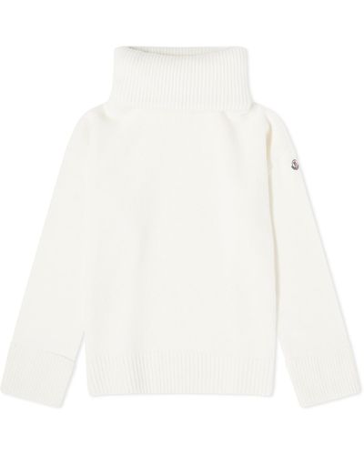 Moncler T-Neck Chunky Knitted Jumper - White
