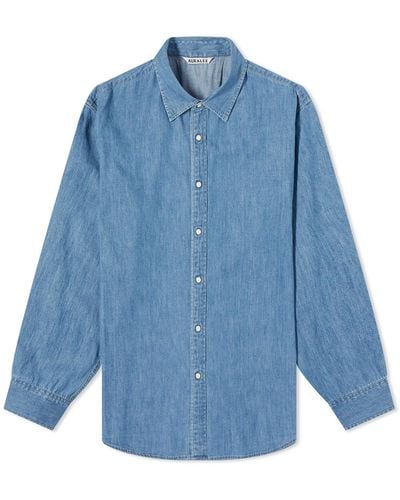 AURALEE Selvedge Super Light Denim Shirt - Blue