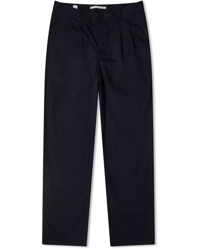 Norse Projects Benn Relaxed Typewriter Pleated Trousers - Blue