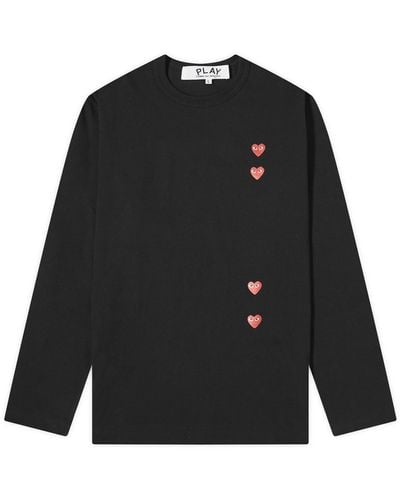 COMME DES GARÇONS PLAY Long Sleeve 4 Heart T-Shirt - Black