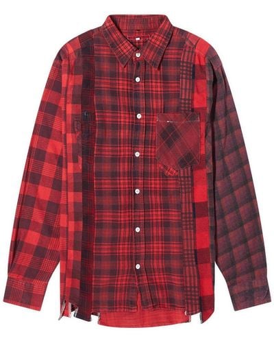 Needles 7 Cuts Over Dyed Flannel Shirt - Red