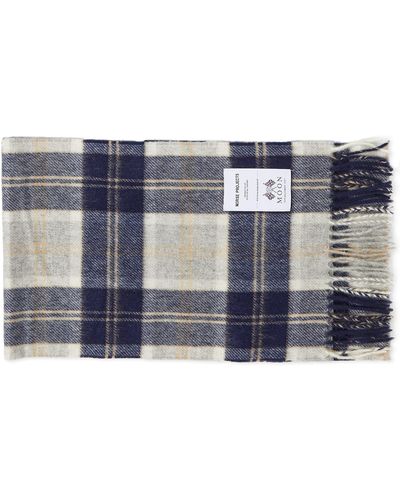 Norse Projects Moon Checked Lambswool Scarf - Blue