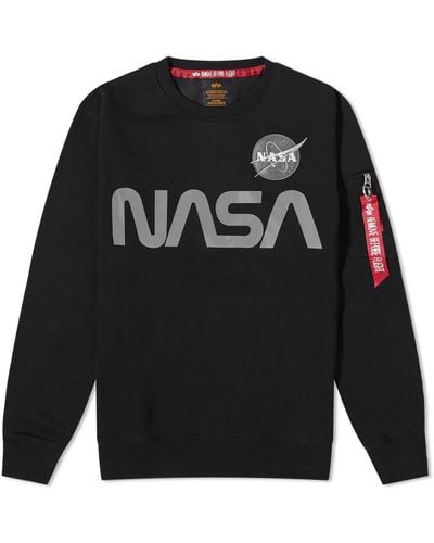 Alpha Industries Nasa Reflective Cotton-jersey Sweatshirt - Black
