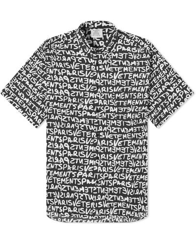 Vetements Grafitti Print Short Sleeve Shirt - Black