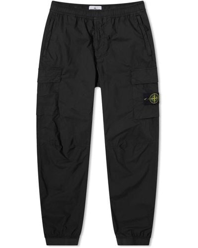 Stone Island Parachute Cotton Cargo Trousers - Black