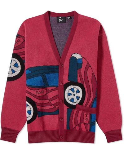 by Parra No Parking Knit Cardigan - Red