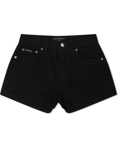 Dolce & Gabbana High Rise Denim Shorts - Black