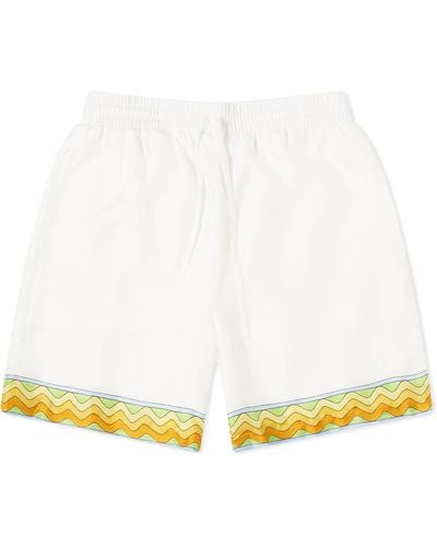 Casablancabrand Tennis Club Silk Drawstring Shorts - Yellow