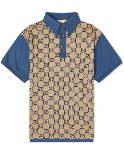 Gucci All Over Gg Polo Shirt - Blue