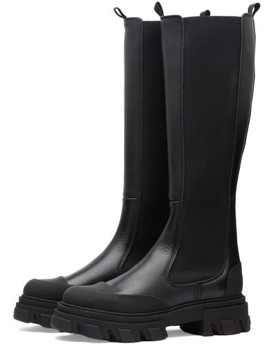 Ganni High Leg Leather Boot - Black
