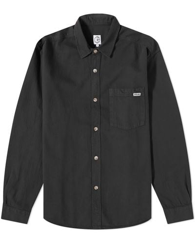 POLAR SKATE Mitchell Herringbone Shirt - Black