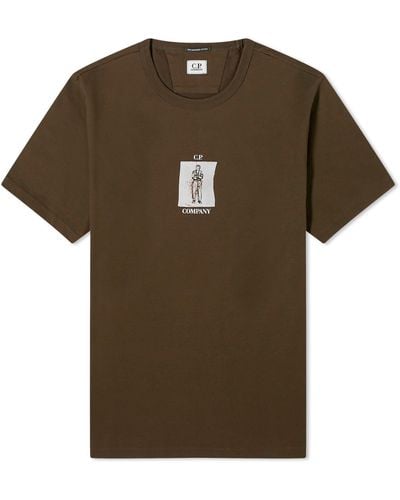 C.P. Company 30/2 Mercerized Jersey Twisted Graphic T-Shirt - Brown