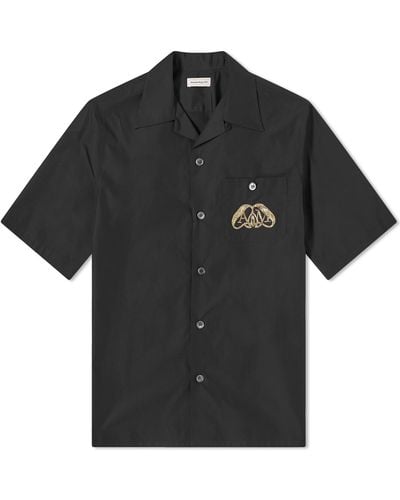 Alexander McQueen Seal Logo Hawaiian Shirt - Black