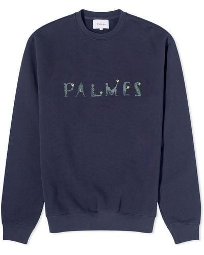 Palmes Letters Crew Sweat - Blue