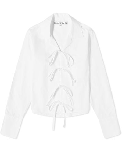 JW Anderson Bow Tie Cropped Shirt - White