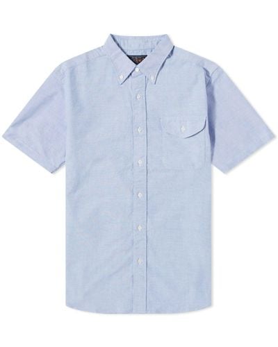 Beams Plus Bd Short Sleeve Oxford Shirt - Blue