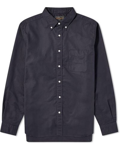 Beams Plus Button Down Solid Oxford - Blue