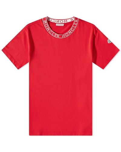 Moncler Logo Ribbed T-Shirt - Red
