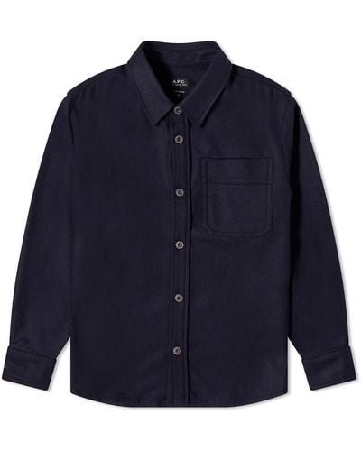 A.P.C. Basile Wool Overshirt - Blue