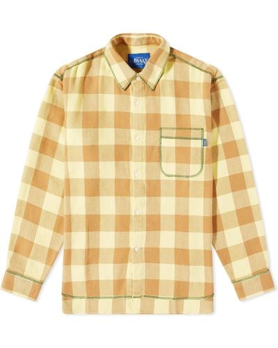 AWAKE NY Contrast Stitch Flannel Shirt - Yellow