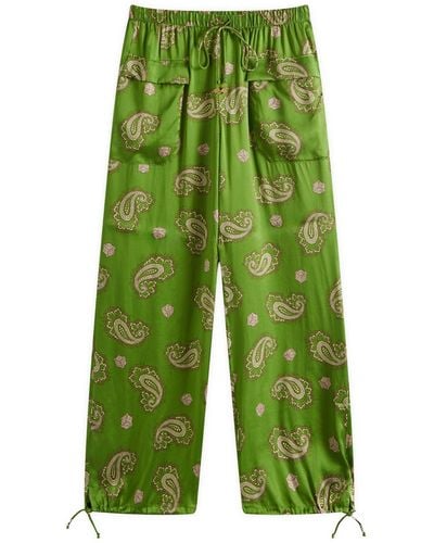 ALÉMAIS Dice Silk Trousers - Green