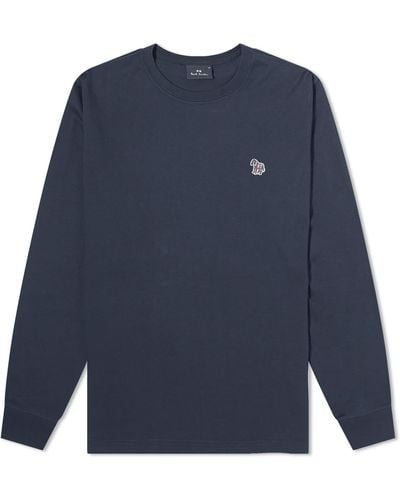 Paul Smith Long Sleeve Zebra Logo T-Shirt - Blue