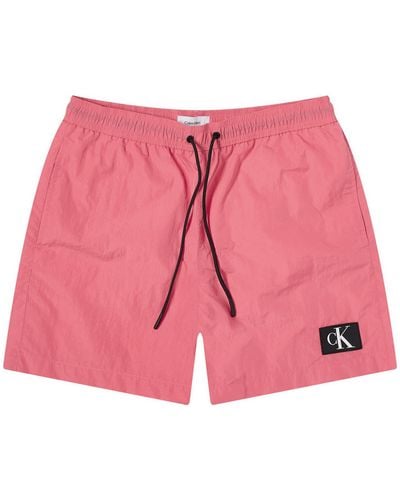 Calvin Klein Monogram Logo Nylon Swim Shorts - Pink