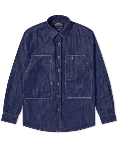 FRIZMWORKS Denim Carpenter Pocket Work Shirt - Blue