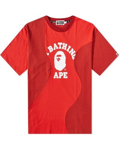 A Bathing Ape Cutting University Relaxed Fit T-Shirt - Red