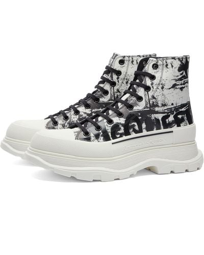 Alexander McQueen Jacket Print Tread Slick Boot Sneakers - Metallic