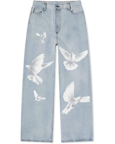 3.PARADIS Freedom Doves Wide Leg Jeans - Blue