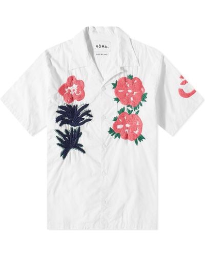 Noma T.D Flower & Cactus Hand Embroidery Vacation Shirt - White